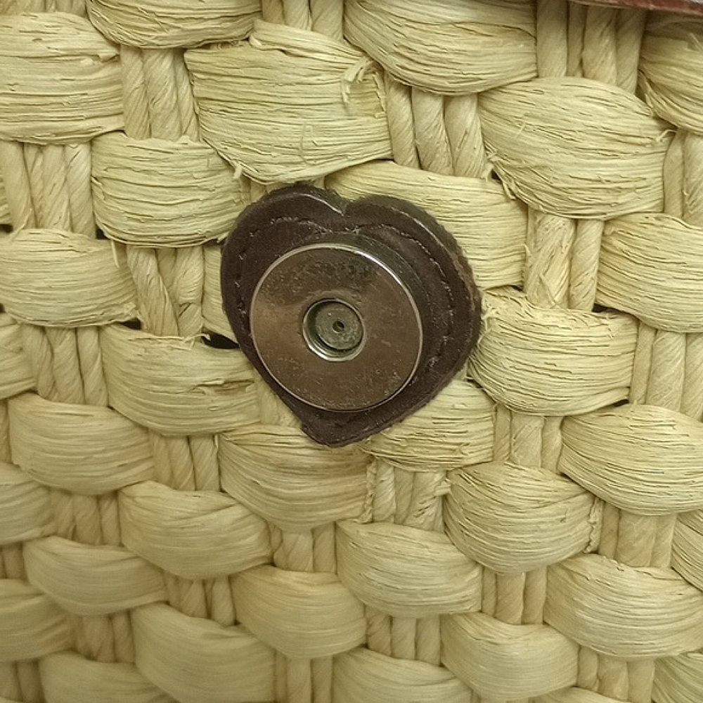 BRIGHTON "EVA DELIGHT" WICKER STRAW SUMMER HANDBAG WITH BROWN LEATHER ACCENTS - Picture 14 of 16